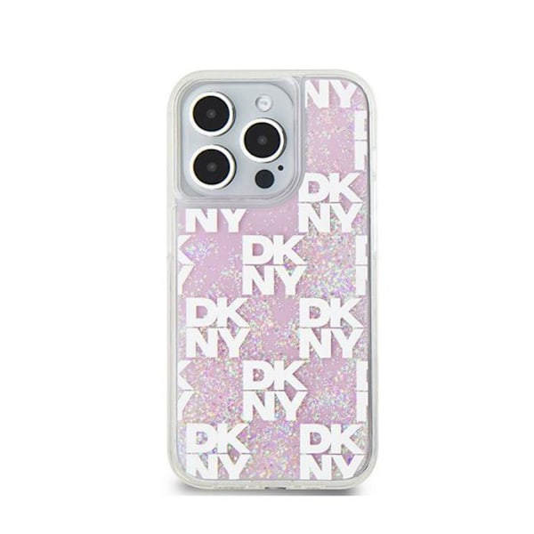 DKNY Liquid Glitter Multilogo - Fodral för iPhone 15 Pro (Rosa)