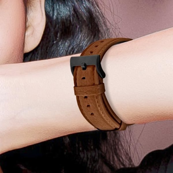 Armband för Apple Watch - AVIZAR - Litchi Grained Effect Läder - Brun - Justerbar och bekväm kastanj