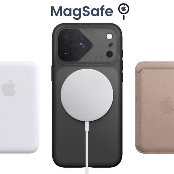 MagSafe-cover til iPhone 18 Pro med gennemsigtig bagside og roterende ring Pango Sort / Transparent Svart / Klar