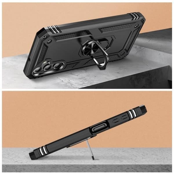 Coque til Samsung Galaxy A05s - Hybride - Sort - Holdering - Videostøtte - Stødabsorberende Svart