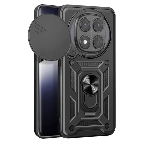 Coque - Xiaomi Redmi Note 14 Pro/Pro Plus - Stötdämpande - Två material - Magnetisk stöd Svart