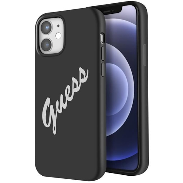 Coque för iPhone 12 Mini Silikon Vintage Soft Touch Guess Svart Svart