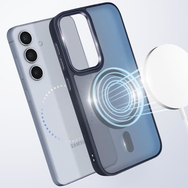 Coque MagSafe til Samsung Galaxy S24 og S25 Mat Frostet Bag Blå Nat Kant Blå