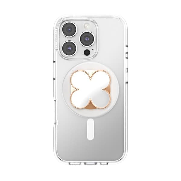Support Smartphone PopGrip Premium Motif Emalje Kløver Solid Fastgørelse PopSockets Rosaguld Roséguld