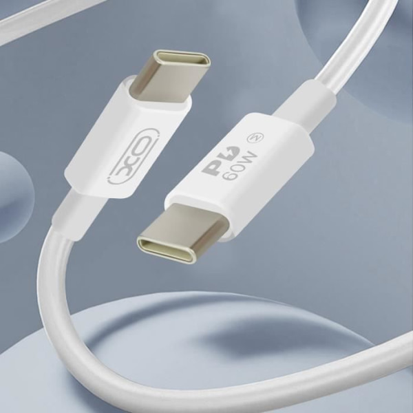 USB-C Väggladdare - XO - 20W - Kompakt - USB-C Kabel Ingår - Överspänningsskydd Vit