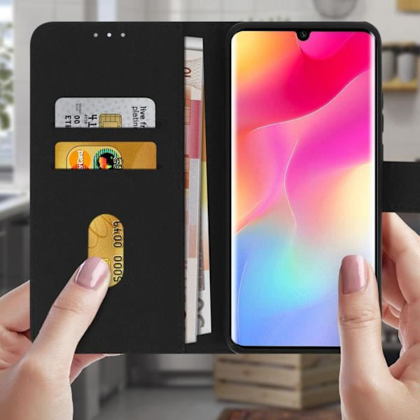 Fodral - Xiaomi - Mi Note 10 Lite - Heltäckande fodral - Kortfack - Stödfunktion Svart