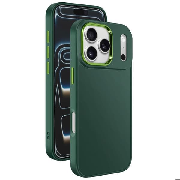 IPhone 17 Pro Max Matte Finish Case with Metallic Pine Green Camera Border Grön