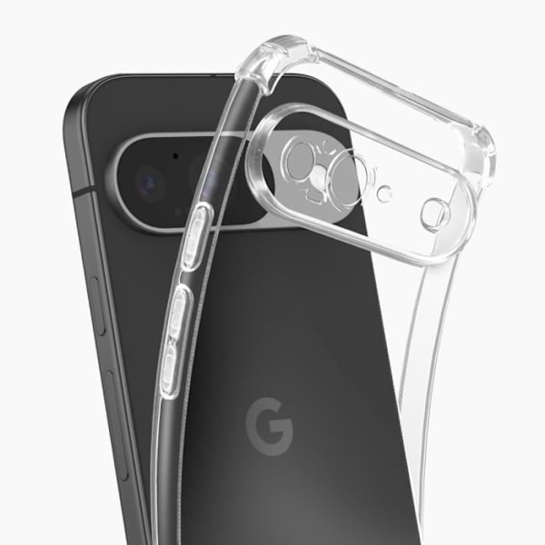 Coque Antichoc til Google Pixel 9 og 9 Pro med Forstærkede Hjørner Mayaxess Transparent Transparent