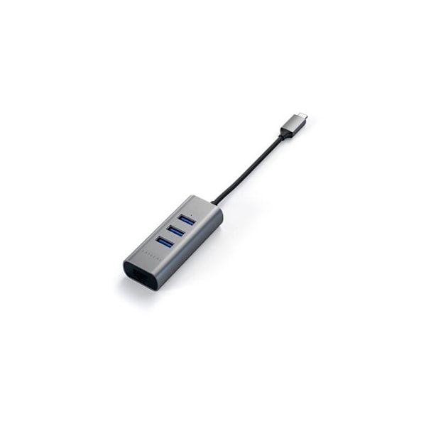 USB Hub - Satechi - USB-C 4 i 1 - Siderisk Grå - 3 USB-porte - RJ45 Ethernet-port
