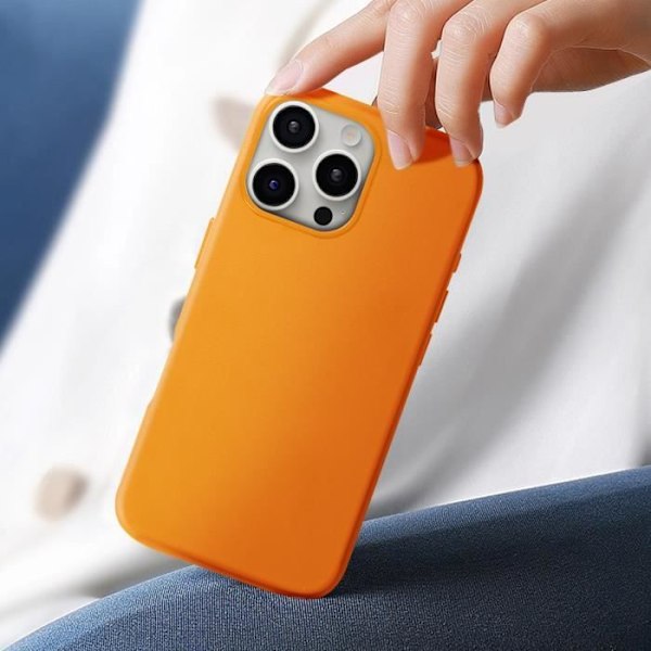 Skal till iPhone 16 Pro Max - AVIZAR - Högkvalitativt veganskt läder - Orange - Integrerad MagSafe Orange
