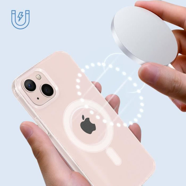Coque - AVISERE - iPhone 13 Mini - Stødabsorberende - Transparent Hvid - Magsafe Klar vit