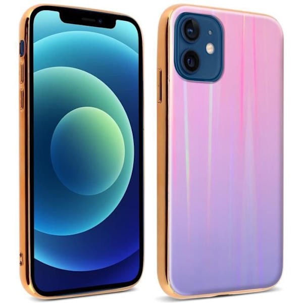 Coque - AVIZAR - iPhone 12 Mini - Holografisk - Styv - Mjuk silikon Ros, Regnbåge