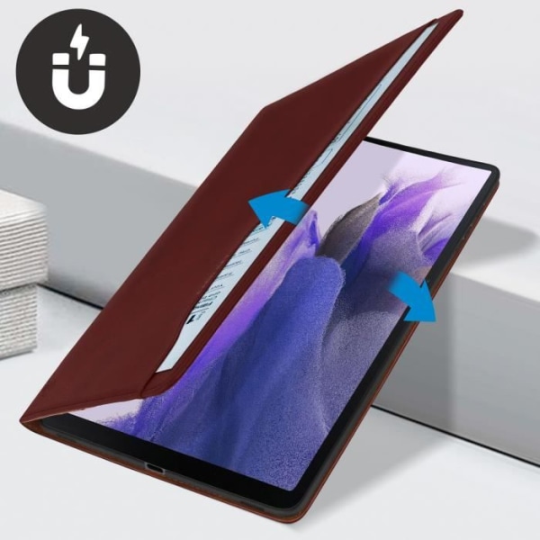 Fodral till Samsung Tab S7 FE - AVIZAR - Lagringsdokument Korthållare Video Support - Burgundy Bordeaux