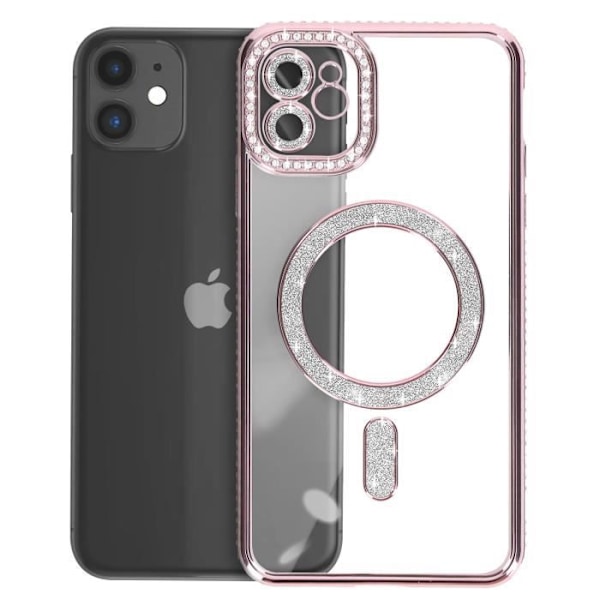 Diamantfodral till iPhone 11 - AVIZAR - Rhinestone Contour - Rosa - Syntet - Blandat Rosa