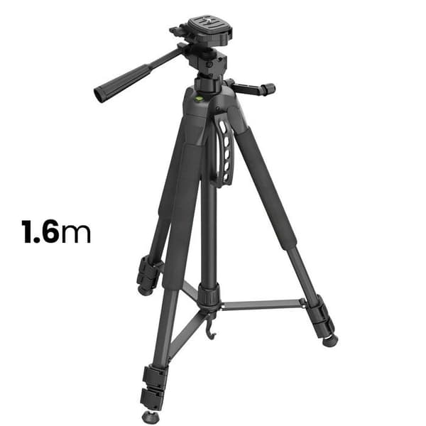 Stativ med Smartphone- og Kamera-rotator 360° Sort