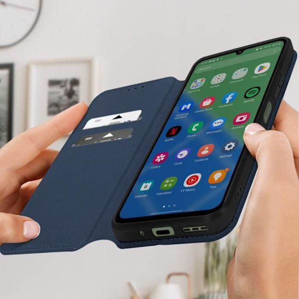 Fodral till Xiaomi Redmi 13C, magnetisk flipkorthållare midnattsblå Blå