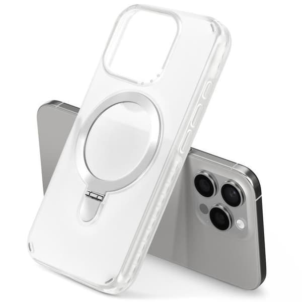 Coque MagSafe - iPhone 15 Pro - Stødabsorberende - Fleksibel Støtte - Hvid Vit