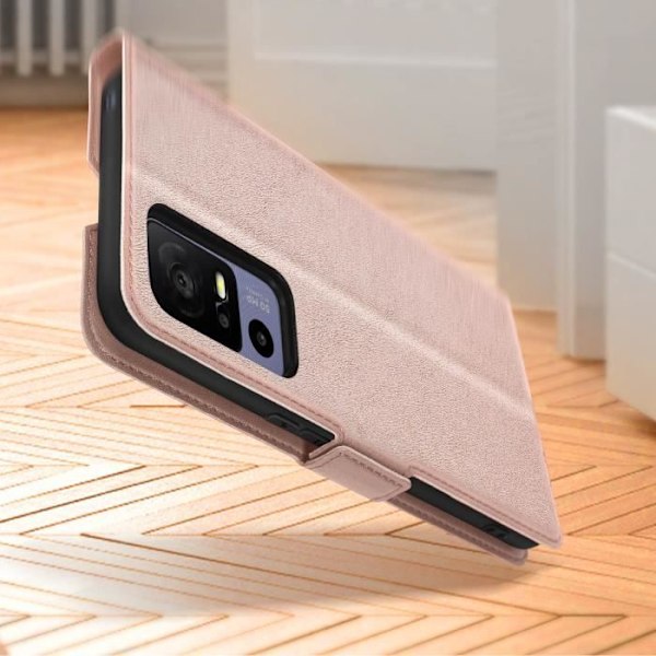 Taske til TCL 40R 5G - AVIZAR - Rose Gold - Kortholder - Video Support - Dobbelt fane Rosa