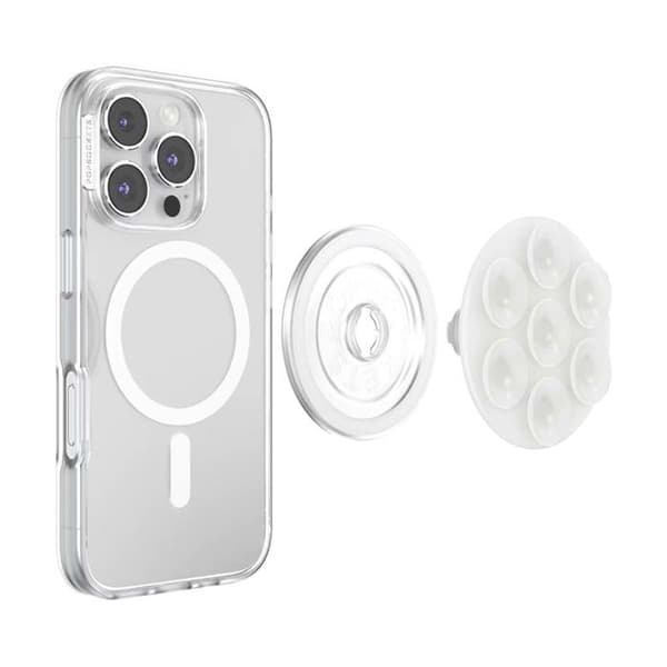 Stöd PopGrip MagSafe för Smartphone Samling Suck-Up PopSockets Transparent Vit