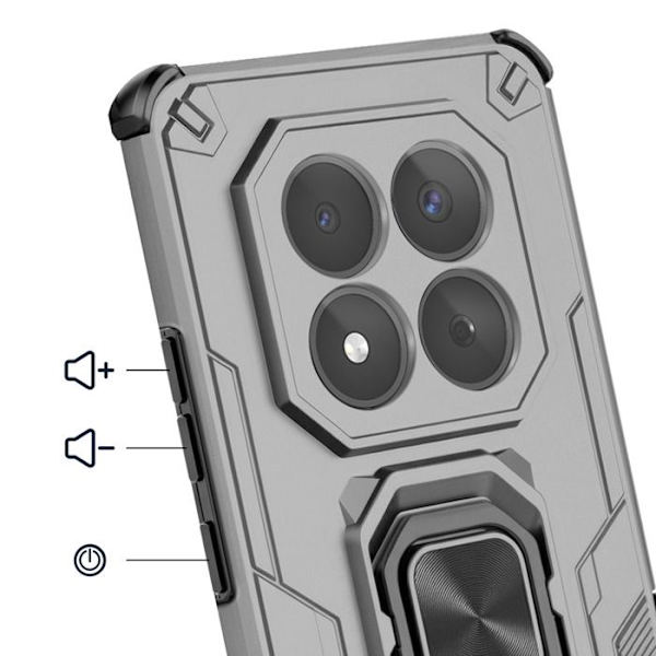 Cover til Redmi Note 15 Pro 5G med roterende ring og støttefunktion grå Grå