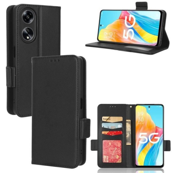 Oppo A98 5G Case PU nahkainen läppäpuhelinkotelo Oppo A98 5G suojakotelo - musta