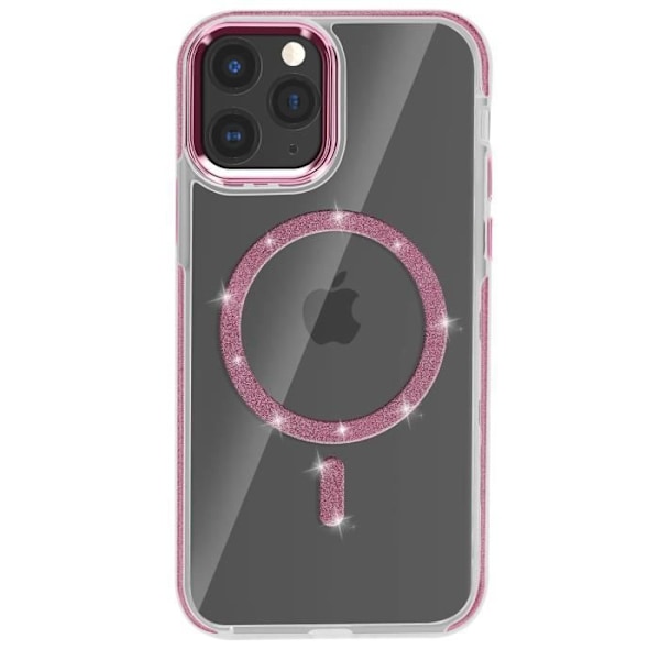 Coque MagSafe - Silikon - iPhone 11 Pro - Glittrande - Stötsäker - Kameraskydd Rosa
