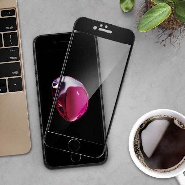 Näyttökalvo - AVIZAR - iPhone 7 ja 8 - 9H karkaistu lasi - Viistetty - Erittäin läpinäkyvä Transparent, svart