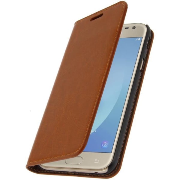 Galaxy J5 2017 fodral Fullt skydd läder foliofodral - Camel