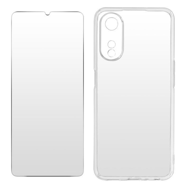 Suojakotelo - AVIZAR - Oppo A78 - Silikonigeeli - 9H Karkaistu lasi - Läpinäkyvä Vit