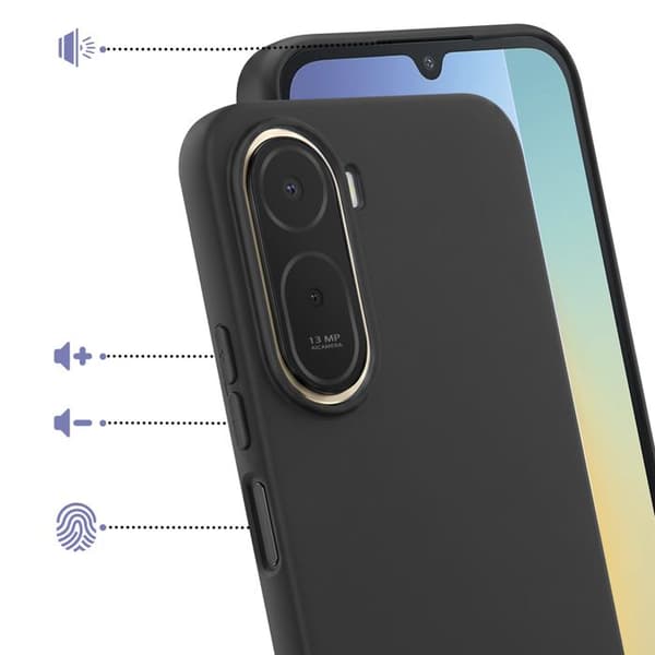 Silicone Cover til Redmi A7 Pro, Stødabsorberende, Olieforsinket, Sort Svart