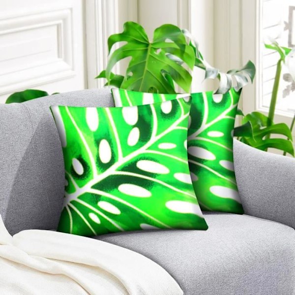 Set med 2 Kuddöverdrag 40x40 cm Monstera-motiv Grön