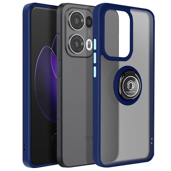 Coque pour Oppo Reno 13 Pro Bague Magnétique Dos Translucide Bleu Nuit Blå