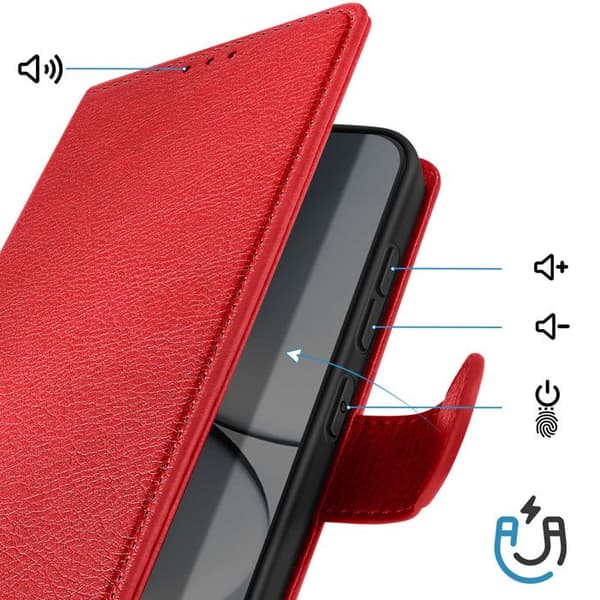 Pungetui til Redmi Note 15 Pro 5G Chesterfield Grainé Stativfunktion Rød Röd