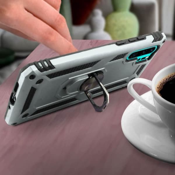 Coque - AVIZAR - Huawei P30 Pro - Bi-material - Styv och Mjuk - Videostöd Silvergrå