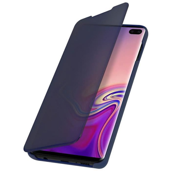 Sæde til Samsung Galaxy S10 Plus - AVIZAR - Spejl etui - Gennemsigtig klap - Semi-rigid covers - Mørkeblå Midnattsblå