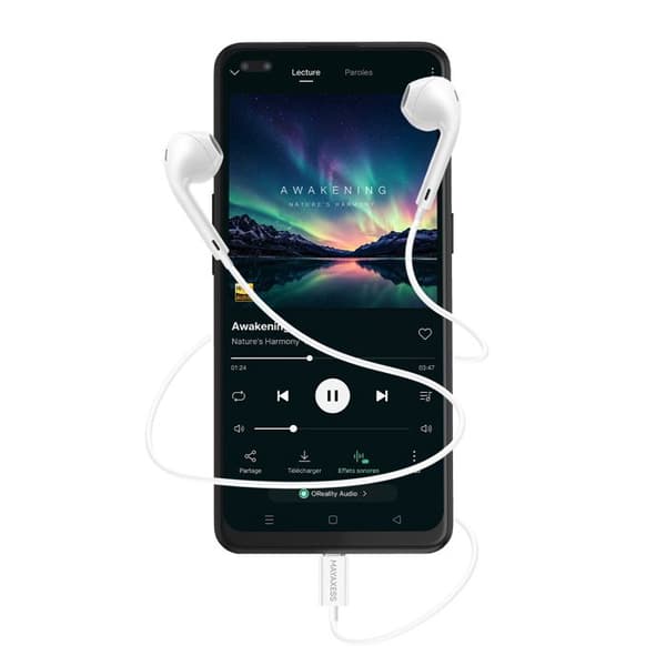 Hörlurar - MAYAXESS - för Oppo Reno 14 - USB-C - Inbyggd mikrofon - Vit Vit