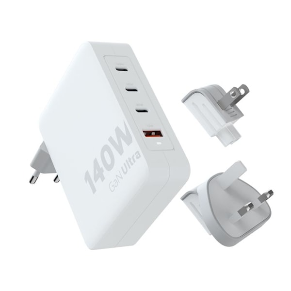 USB-C-latauslaite - Xtorm - 140W GaN-Ultra - 2 kpl USB-C PD - USB-C PD 20W kaapeli mukana - Valkoinen Vit