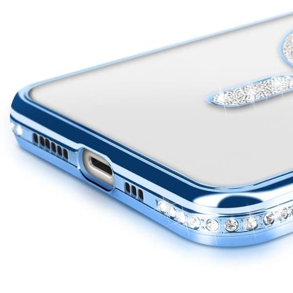 Coque - Diamant - iPhone 14 Pro - Strass Blå - Rigide - Kompatibel med MagSafe Blå