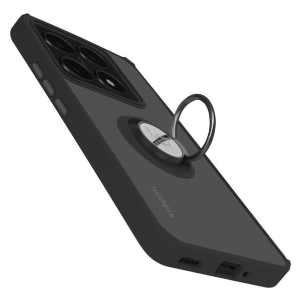 Coque til Xiaomi 14T - Stødabsorberende - Metalring - Videostander - Sort - Hård Svart