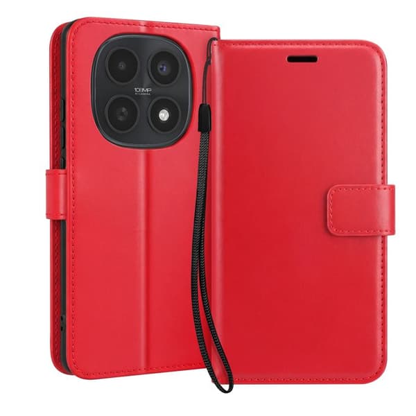 Plånboksfodral för Redmi Note 15 5G / 4G med handledsrem och ställfunktion Mayaxess Röd Röd
