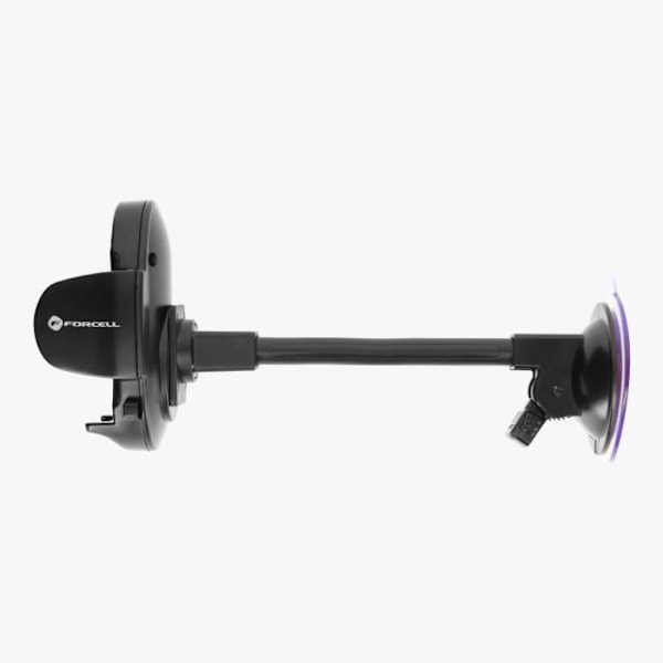 Smartphone bilhållare - FORCELL - Oval - Sugkopp - 360° roterbar - Flexibel arm 17cm Svart