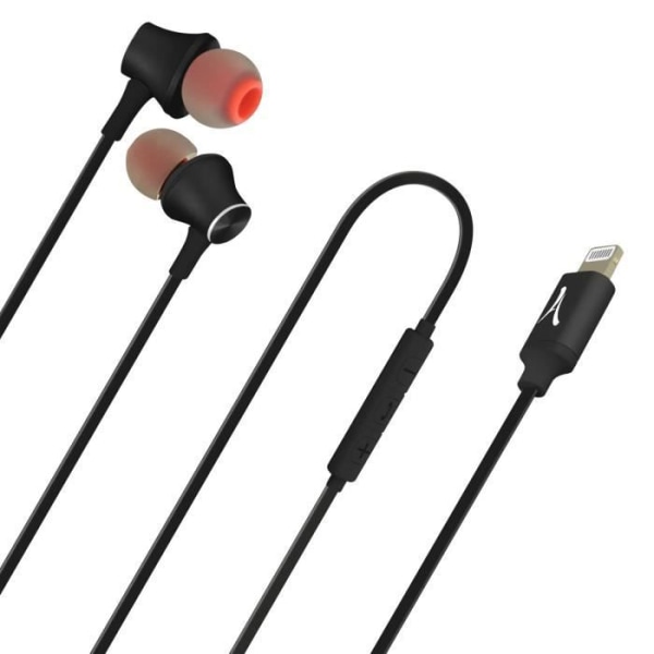 Lightning Earphones In-ear Eartips Akashi Multifunction Button Black Svart