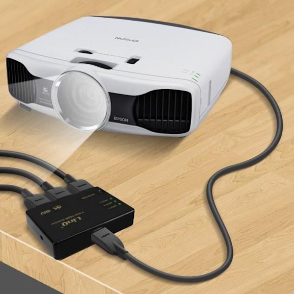 HDMI-jakaja - LinQ - 3 porttia - Yhteensopiva 4K/2K/3D - Resoluutio 1080p - Plug and Play asennus