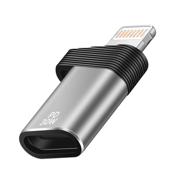 USB-C til Lightning Hurtig Opladeradapter 30W PD og Overførsel 480Mbps LinQ Sølv Grå
