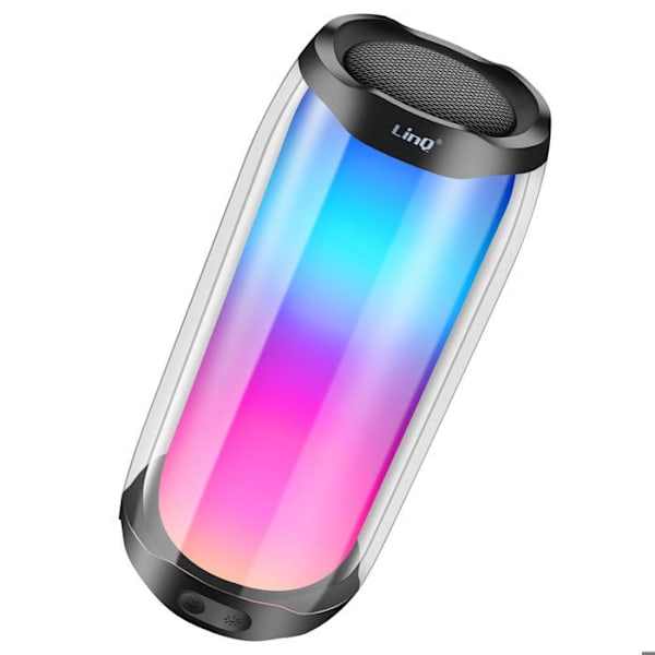 Bluetooth-højttaler LED RGB flerfarvet Vandtæt IPX6 Kraftfuld lyd 8W LinQ Sort Svart