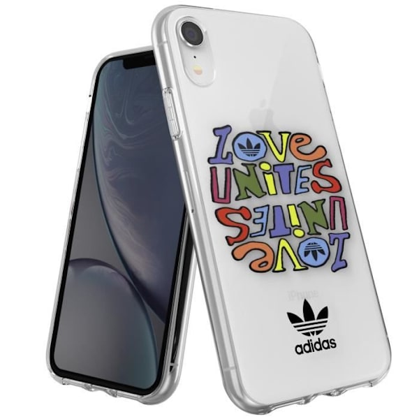 Silikonfodral till iPhone XR Love Unites Print Raised Edges Adidas Transparent