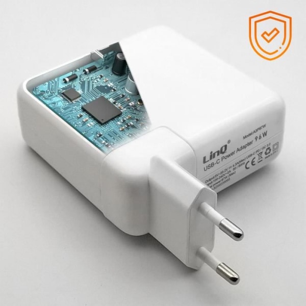 96 W Compact Power Sector -laturi 2 metrin USB-C-kaapelilla LinQ valkoinen