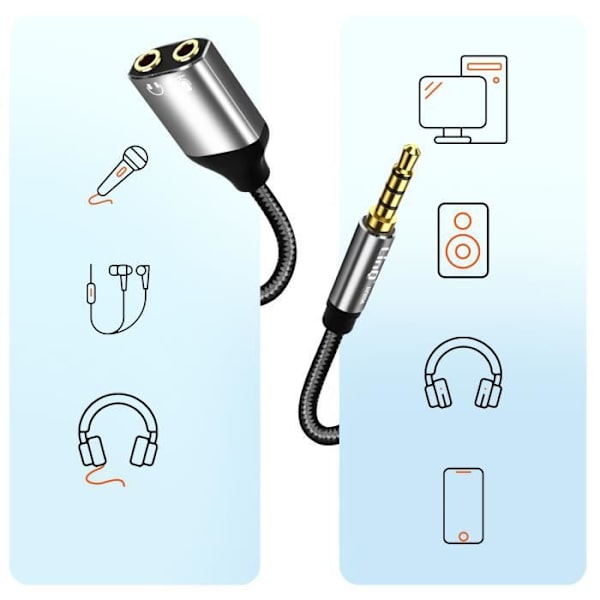 3,5 mm stik til dobbelt 3,5 mm hunstik lydadapter Hovedtelefon + mikrofon LinQ