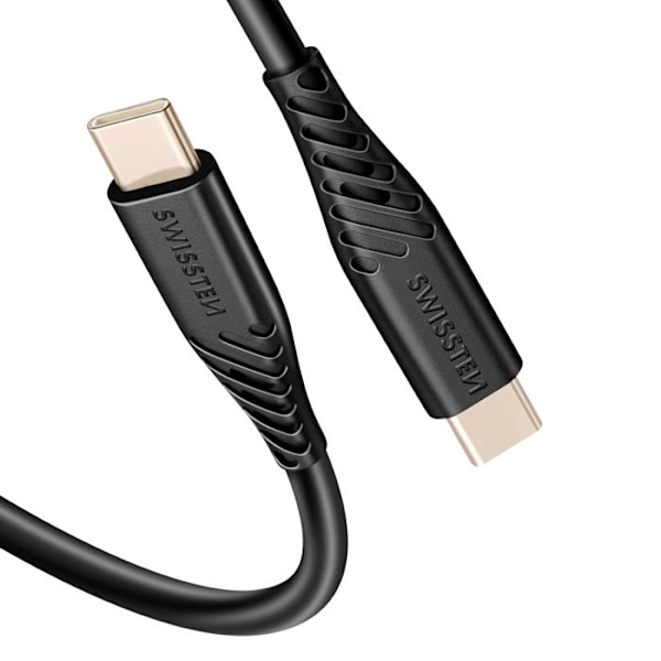 USB-C till USB-C 60W Silikon Anti-knut Swissten Svart Svart