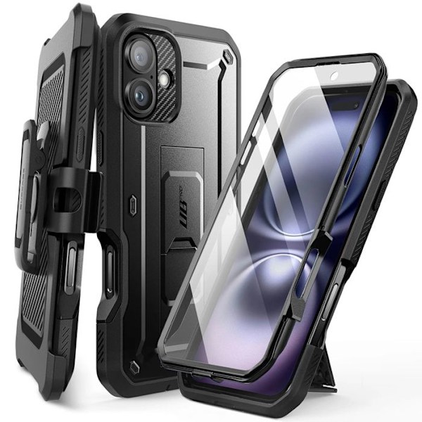 Beskyttelsesetui - Supcase - Unicorn Beetle Pro - Semi-stiv - Sort - iPhone 16 Svart